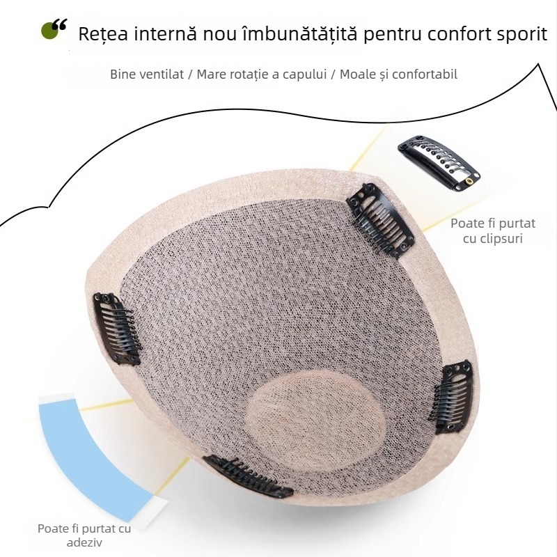 Perucă pentru bărbați, păr uman real, aspect invizibil, textură pufoasă, vopsire permisă