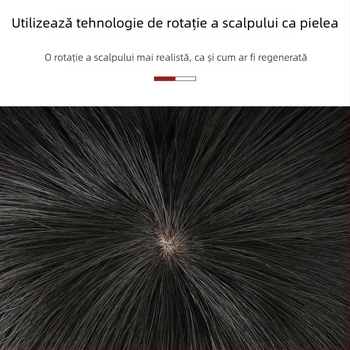 Perucă pentru bărbați din păr natural, panou de umplere a vârfului, păr scurt drept, ușoară și respirabilă, poate fi vopsită și permată.