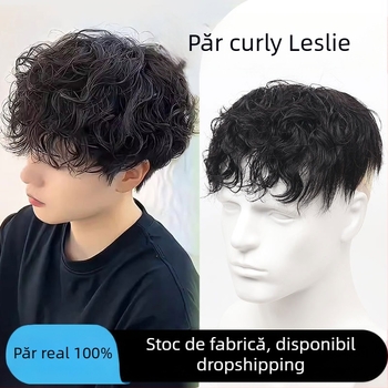 Perucă pentru bărbați — Volum Leslie, Păr real, Lungime scurtă, Poate fi vopsită și permată, Procesare mecanică