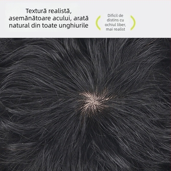 Perucă pentru bărbați — Volum Leslie, Păr real, Lungime scurtă, Poate fi vopsită și permată, Procesare mecanică