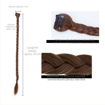 Perucă împletită manual cu păr în formă de coastă de pește și împletitură răsucită; model împletire; păr drept; material păr: sârmă rezistentă la temperatură