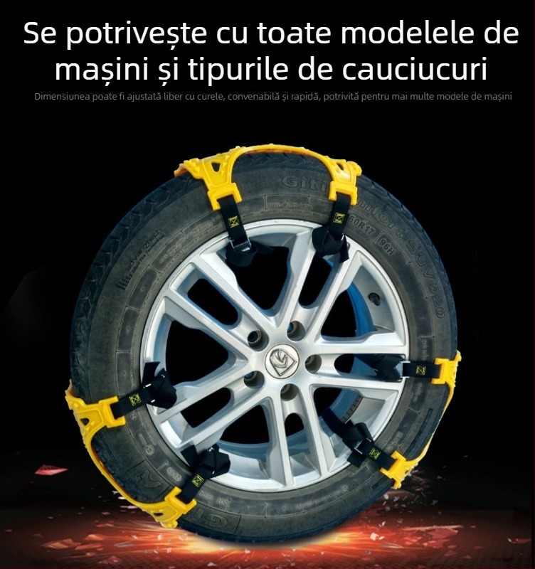 Lanțuri de zăpadă din cauciuc pentru anvelope, model R-1538, marcă suitu, potrivire universală, greutate 3,6 kg