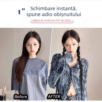 Perucă cu coadă și împletitură punk twist, păr sintetic rezistent la căldură, vopsire fără încălzire, Kaifei Beauty