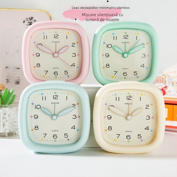 Ceas de alarmă Qingyi pentru elevi, afișaj LCD cu citire analogică și numerică, alimentat de baterie, mișcare cu secunde în avans continuu, 32 mm grosime, carcasă din plastic