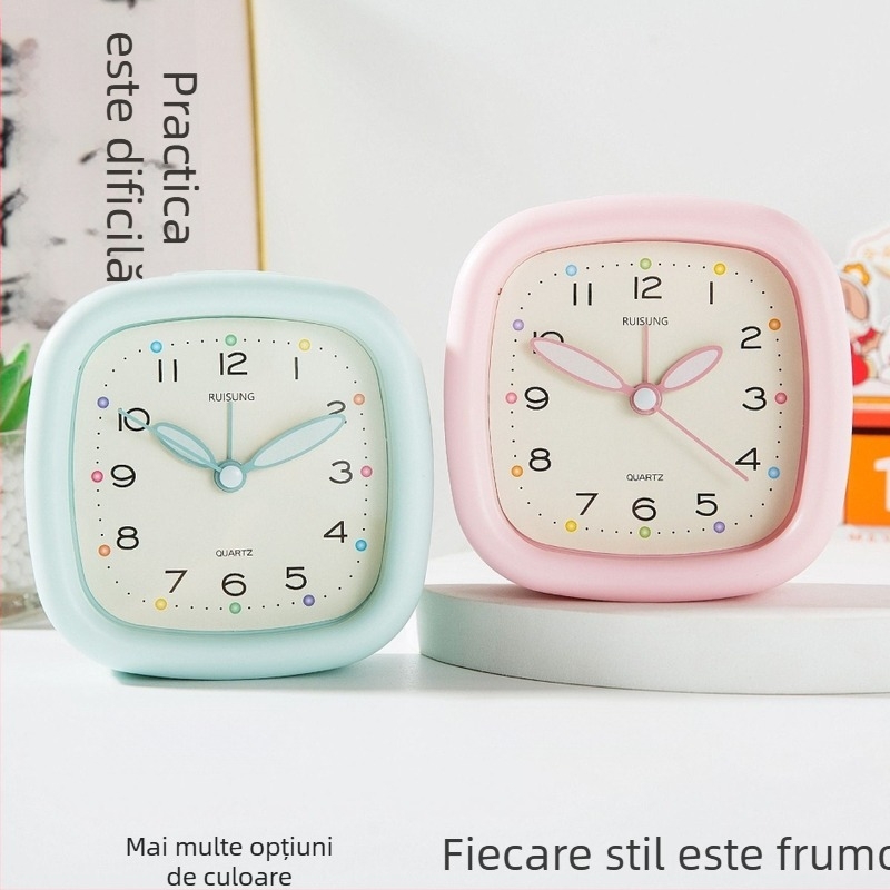 Ceas de alarmă Qingyi pentru elevi, afișaj LCD cu citire analogică și numerică, alimentat de baterie, mișcare cu secunde în avans continuu, 32 mm grosime, carcasă din plastic