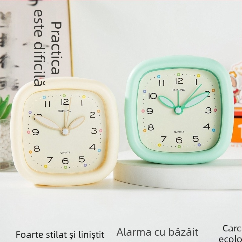 Ceas de alarmă Qingyi pentru elevi, afișaj LCD cu citire analogică și numerică, alimentat de baterie, mișcare cu secunde în avans continuu, 32 mm grosime, carcasă din plastic