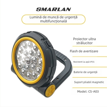 Proiector LED de urgență pentru mașină cu SOS, lanternă outdoor multifuncțională pentru camping (10W, 1000 lm, 5V, 6000K, Cs-a03)