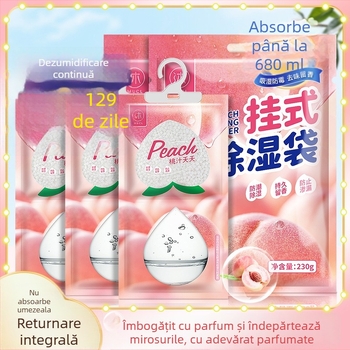 Sachet atașabil pentru garderobă, dormitor și cămin — absorbant de umiditate cu aromă piersică albă, 0,23 kg