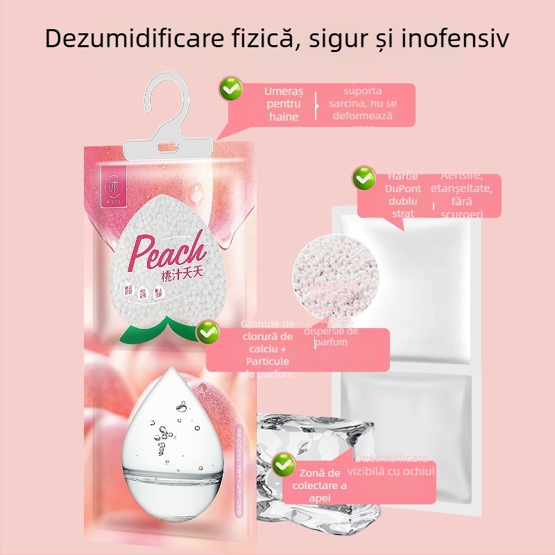 Sachet atașabil pentru garderobă, dormitor și cămin — absorbant de umiditate cu aromă piersică albă, 0,23 kg