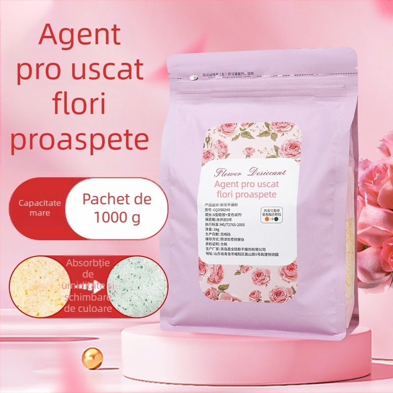 Desicant pentru flori în pungă pentru flori uscate DIY (Brand: Changquan; Funcție: Uscare și deshumidificare; Greutate: 1 kg; Ambalaj: pungă; Poziționare: așezat orizontal)
