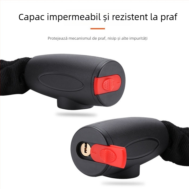 Încuietoare lanț pentru bicicletă cu cheie anti-furt, model JY5012, brand YUUISD, cablu din oțel, greutate 800 g