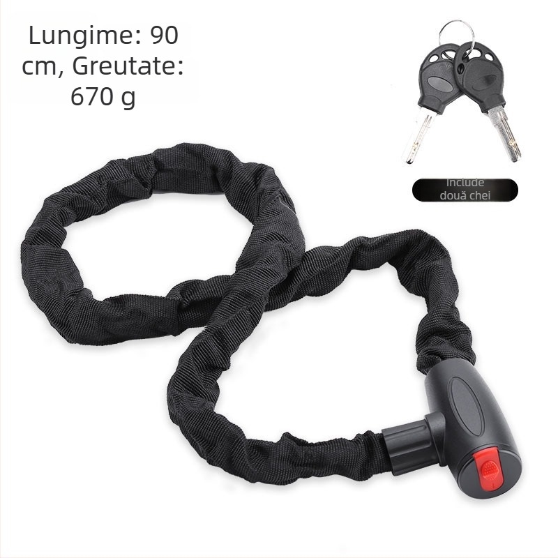 Încuietoare lanț pentru bicicletă cu cheie anti-furt, model JY5012, brand YUUISD, cablu din oțel, greutate 800 g