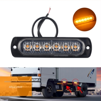 Lumină de avertizare auto LED6 ultra-subțire, lampă laterală, 12-24V, 12W, LED 2835, model Bd-6led, durată de viață 5000h