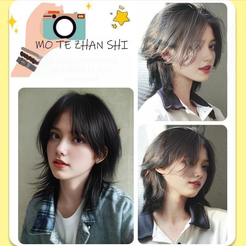 Perucă cosplay pentru bărbați - stil mullet, țesătură, fire rezistente la temperaturi înalte, poate fi vopsită și permată