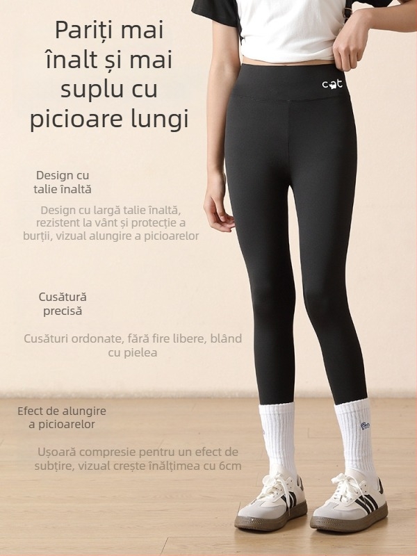 Colanți pentru fetițe, imprimeu rechin, talie înaltă, nailon 81,2%, lungime 9/10, talie elastică, primăvara 2024, pentru copii peste 8 ani (peste 140 cm)