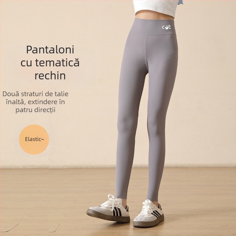 Colanți pentru fetițe, imprimeu rechin, talie înaltă, nailon 81,2%, lungime 9/10, talie elastică, primăvara 2024, pentru copii peste 8 ani (peste 140 cm)