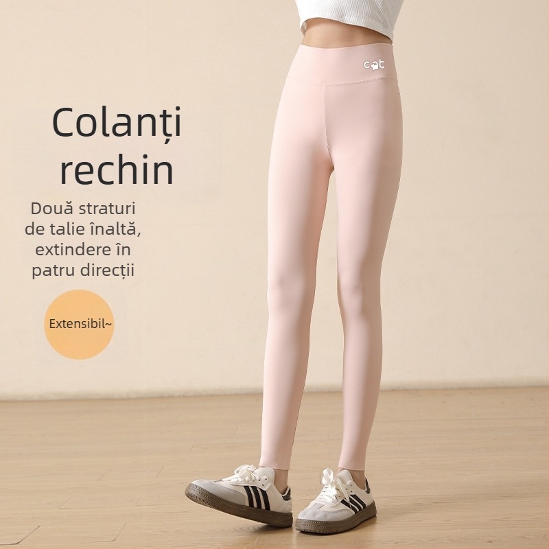 Colanți pentru fetițe, imprimeu rechin, talie înaltă, nailon 81,2%, lungime 9/10, talie elastică, primăvara 2024, pentru copii peste 8 ani (peste 140 cm)