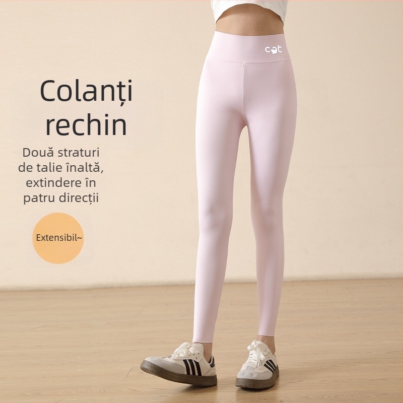 Colanți pentru fetițe, imprimeu rechin, talie înaltă, nailon 81,2%, lungime 9/10, talie elastică, primăvara 2024, pentru copii peste 8 ani (peste 140 cm)