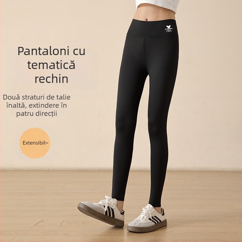 Colanți pentru fetițe, imprimeu rechin, talie înaltă, nailon 81,2%, lungime 9/10, talie elastică, primăvara 2024, pentru copii peste 8 ani (peste 140 cm)