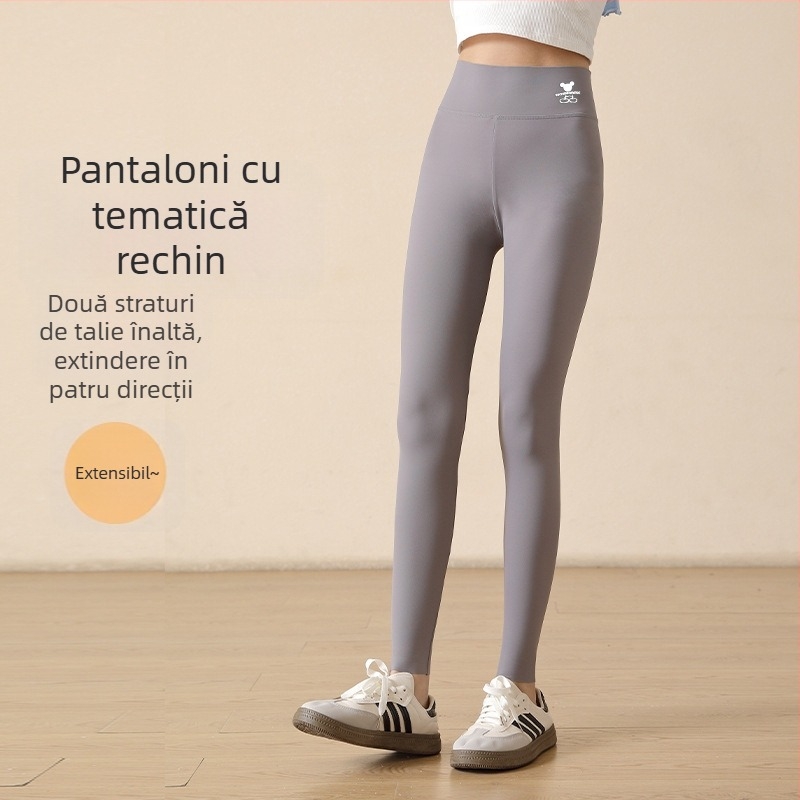 Colanți pentru fetițe, imprimeu rechin, talie înaltă, nailon 81,2%, lungime 9/10, talie elastică, primăvara 2024, pentru copii peste 8 ani (peste 140 cm)