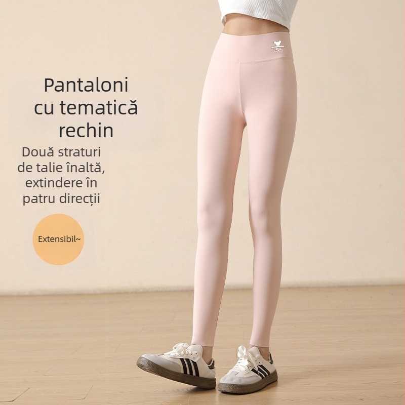 Colanți pentru fetițe, imprimeu rechin, talie înaltă, nailon 81,2%, lungime 9/10, talie elastică, primăvara 2024, pentru copii peste 8 ani (peste 140 cm)