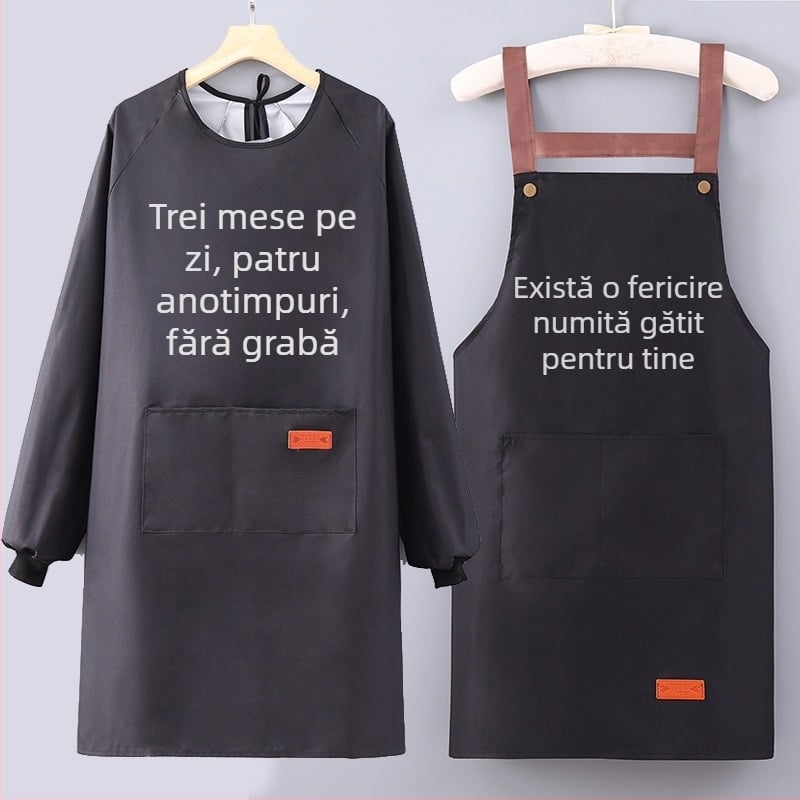 Șorț de bucătărie cu mâneci, impermeabil și rezistent la ulei, poliester, pentru adulți, catering