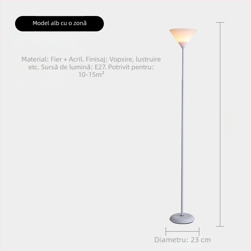 Lampă de podea cu LED, înălțime fixă, abajur PVC, corp din fier și lemn în stil Iron Wood Art, acoperire 15–30 m²