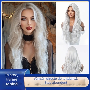 Perucă lungă cu bucle mari, fibre la temperatură înaltă, model K-232, poate fi vopsită și tratată prin permanent