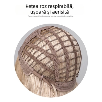 Perucă de zi cu zi, cu partație centrală, fibră sintetică rezistentă la temperaturi, stil natural zilnic, breton: drept sau înclinat, care nu poate fi vopsită