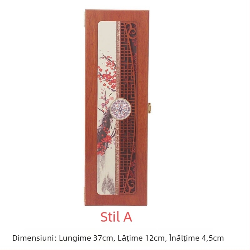 Cutie cadou din lemn, stil chinezesc nou, cu logo imprimat, potrivită pentru zile de naștere și Lună plină