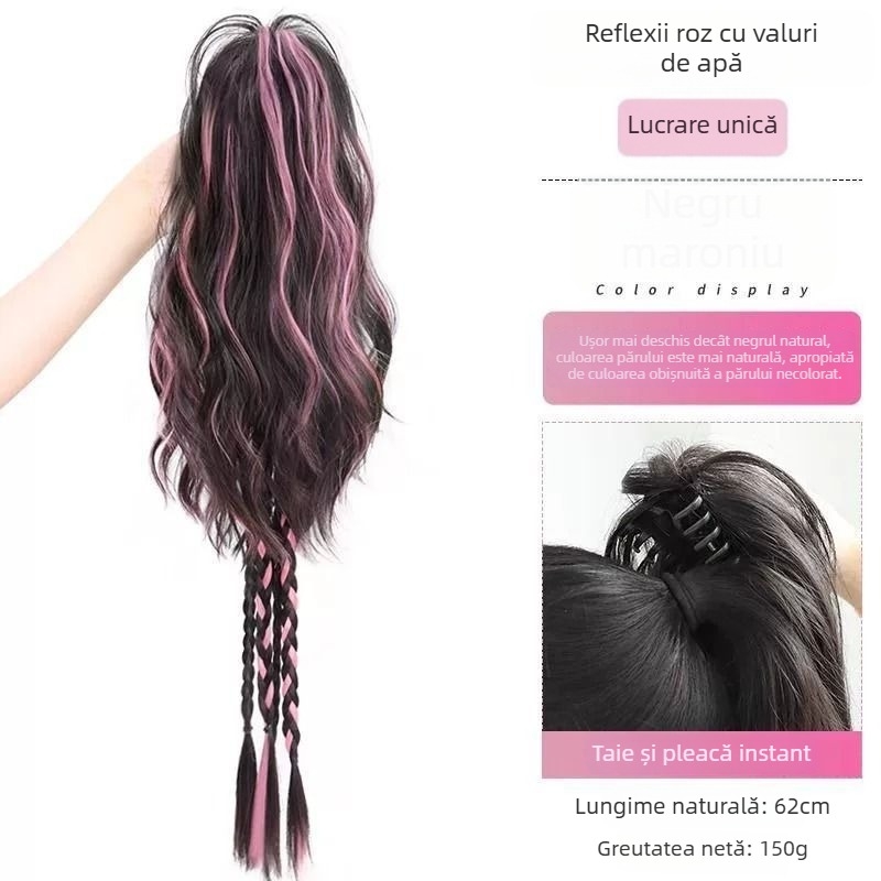 Perucă cu coadă de cal – model Grasp ponytail, fir rezistent la temperaturi înalte, necolorabilă sau nepermamentă, potrivită pentru orice nuanță a pielii și formă a feței