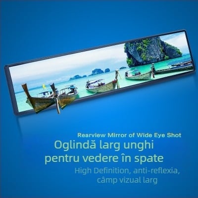 oglindă retrovizoare interioară cu unghi larg, lentilă sferică anti-reflexie, 12V, potrivire universală