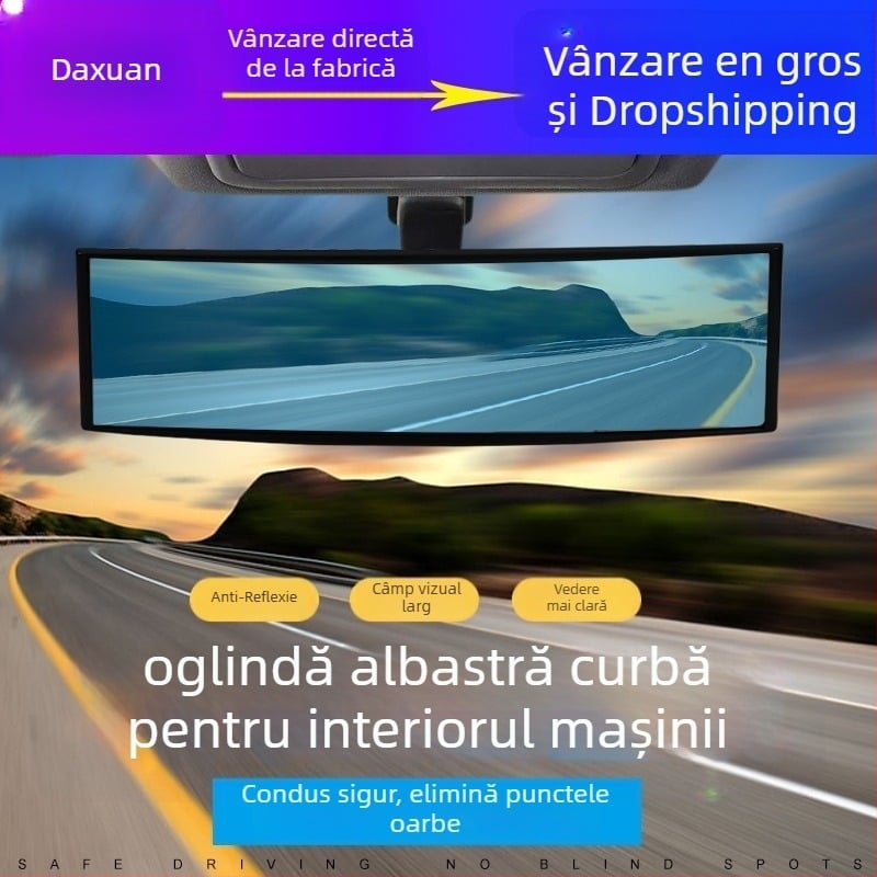 oglindă retrovizoare interioară cu unghi larg, lentilă sferică anti-reflexie, 12V, potrivire universală