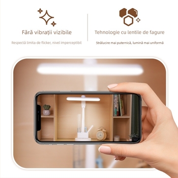 Lampă de birou LED cu protecție pentru ochi pentru elevi, reîncărcabilă și cu alimentare la priză, pliabilă pentru cămin, 12W, comutator tactil