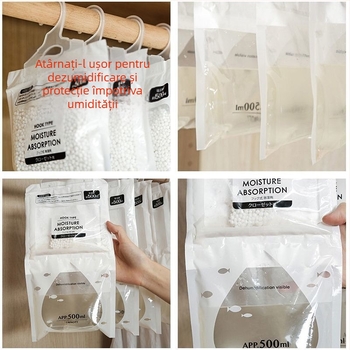 Pungă atașabilă desicant, absorbantă a umezelii, anti-mucegai, pentru dormitoare, ambalaj 100 bucăți