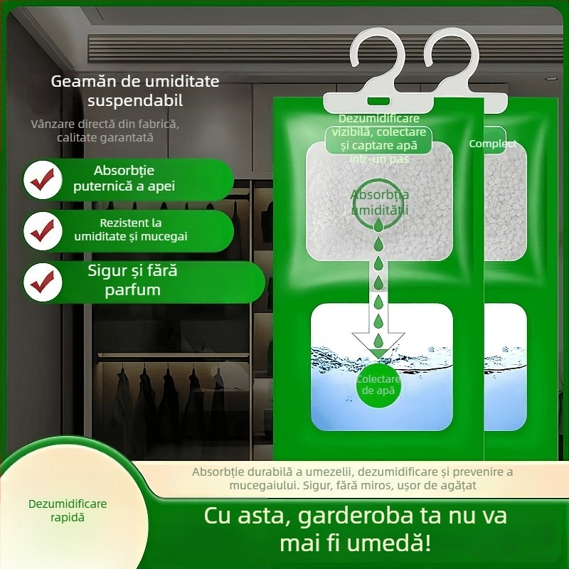 Pungă/desicant de umiditate pentru haine și dulap, de agățat, anti-umezeală și mucegire, pentru dormitor, model 27R