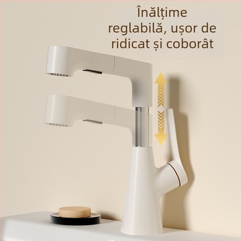 Robinet de lavoar din cupru masiv, reglabil, cu extensie trasă, disc ceramic, stil Chinezesc Nou