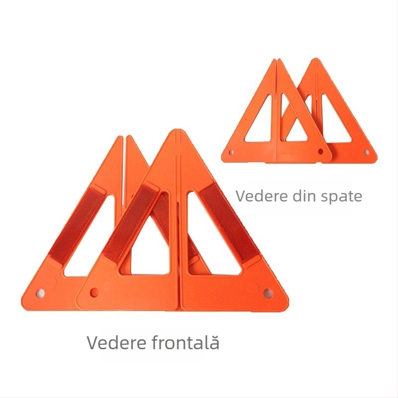 Triunghi de avertizare pliabil pentru automobil, cu trepied, din PVC reflectorizant, pentru parcare de urgență