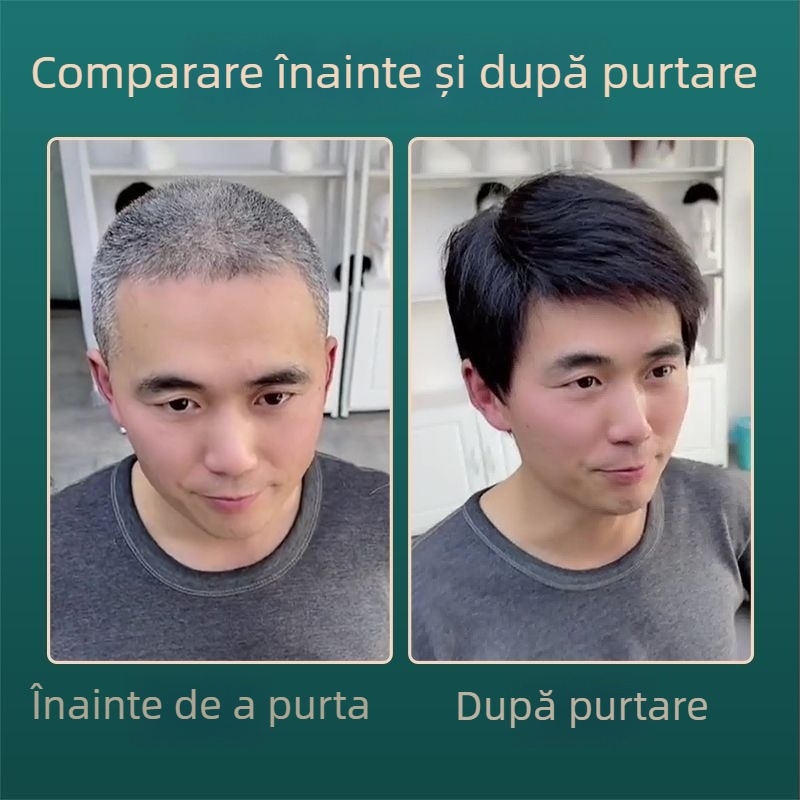 Perucă pentru bărbați, acoperire totală, păr real, CP9002, mecanism de procesare, lungime scurtă, poate fi vopsită și periată