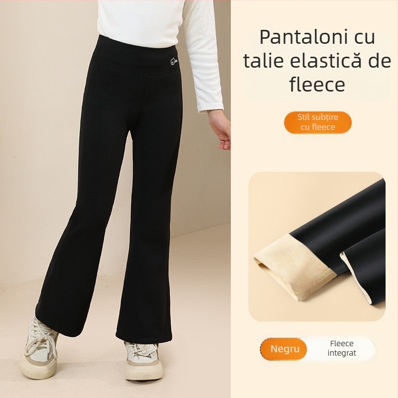Colanți pentru fete, căptușiți cu fleece, groși, talie înaltă, lungime întreagă, nylon 93,6%