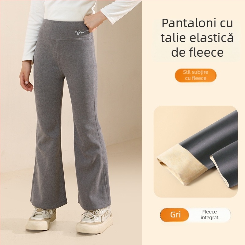 Colanți pentru fete, căptușiți cu fleece, groși, talie înaltă, lungime întreagă, nylon 93,6%
