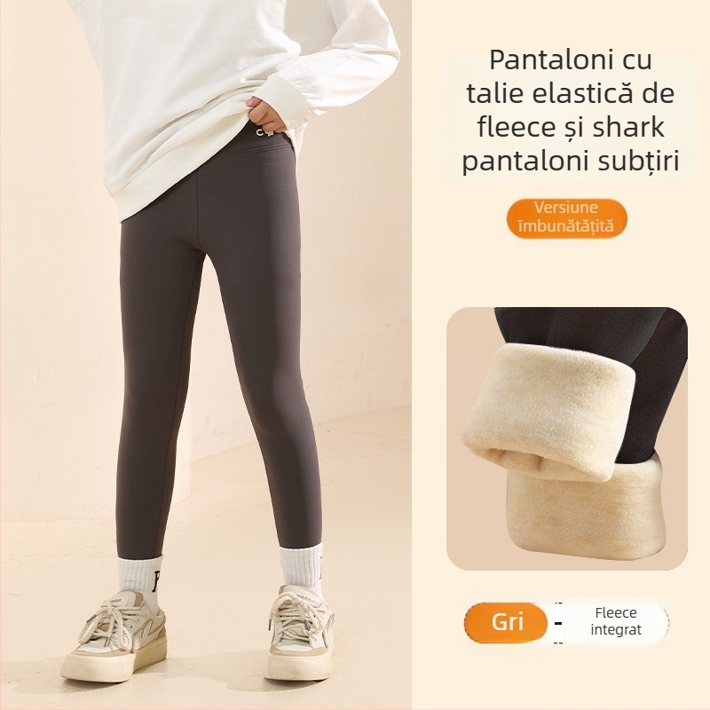 Colanți pentru fete, căptușiți cu fleece, groși, talie înaltă, lungime întreagă, nylon 93,6%