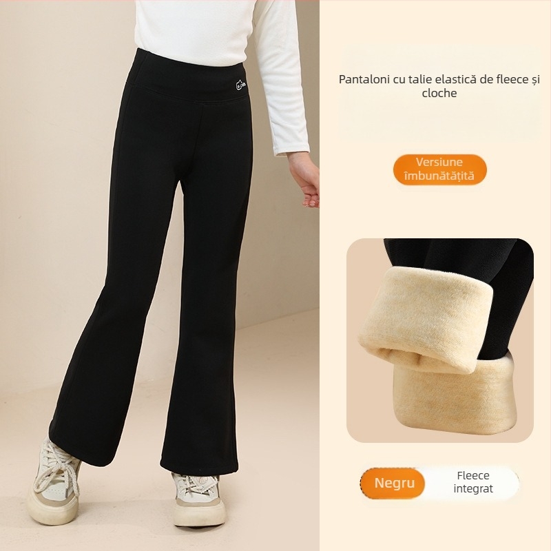 Colanți pentru fete, căptușiți cu fleece, groși, talie înaltă, lungime întreagă, nylon 93,6%