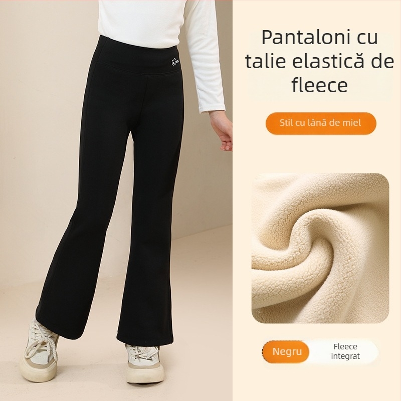 Colanți pentru fete, căptușiți cu fleece, groși, talie înaltă, lungime întreagă, nylon 93,6%