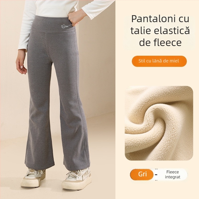 Colanți pentru fete, căptușiți cu fleece, groși, talie înaltă, lungime întreagă, nylon 93,6%