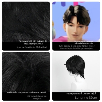 Perucă cosplay Qin Yu D745, mătase de înaltă temperatură, prelucrare mecanizată, stil cosplay