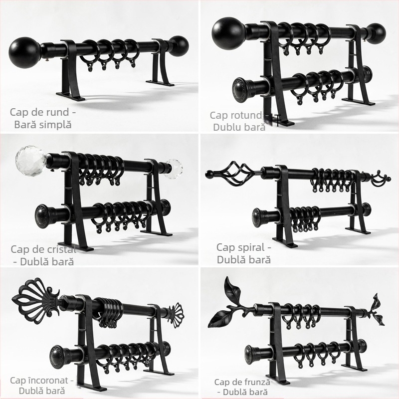 Bară de draperii din aliaj de aluminiu – stil modern, model Art Pole, compatibilă cu barele simple și duble, silențioasă, personalizabilă