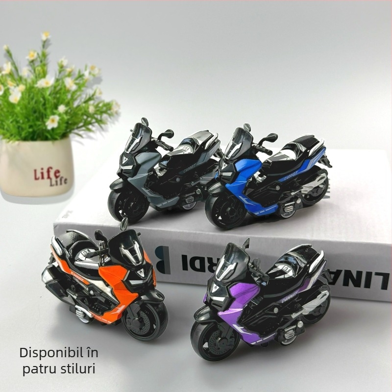 Breloc din aliaj cu design scuter pull-back, stil desen animat, ambalaj individual