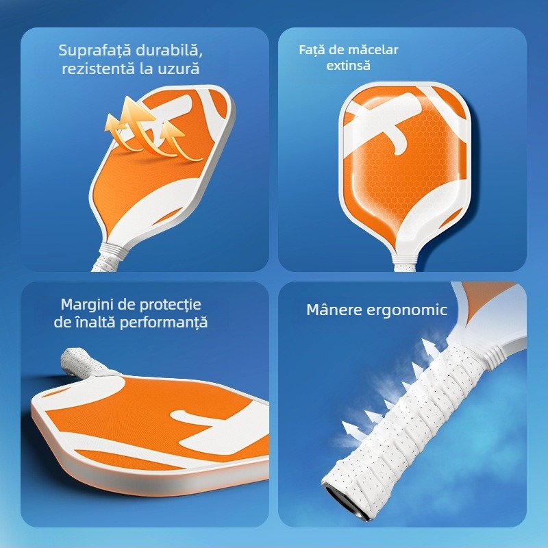 Set de antrenament pentru pickleball pentru copii — Feltun, rachetă din fibră de sticlă, 200 g, mâner G5, pentru începători
