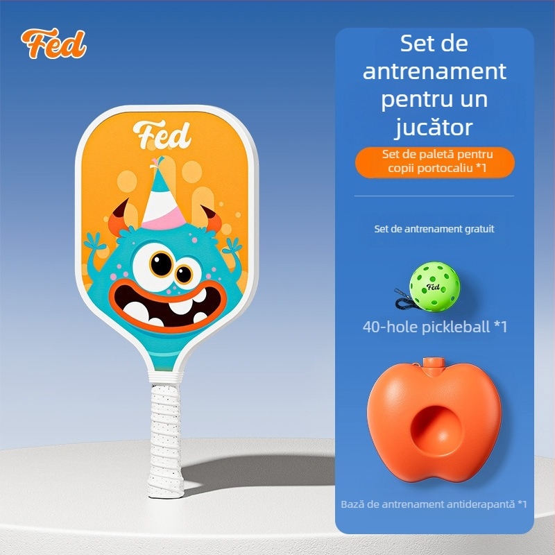 Set de antrenament pentru pickleball pentru copii — Feltun, rachetă din fibră de sticlă, 200 g, mâner G5, pentru începători